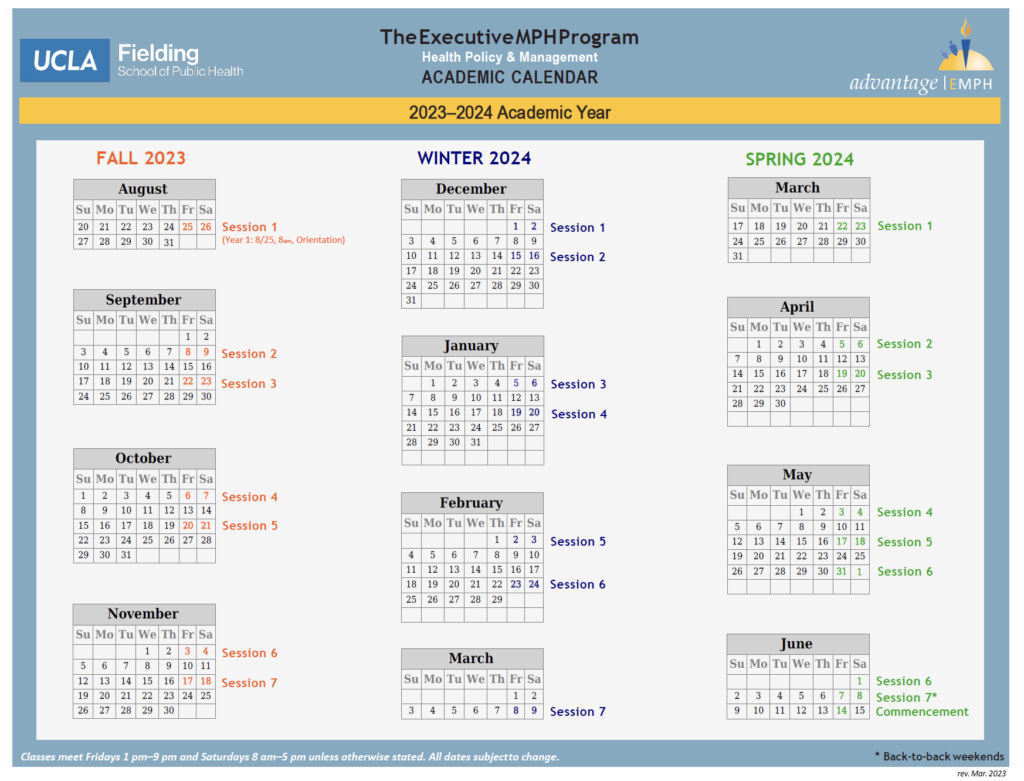 Academic Calendar ExecHPM